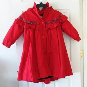 Rothschild Red Winter Dress Coat Girl Plaid Trim 7